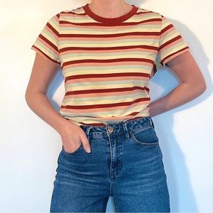 MADEWELL | Pastel Rainbow Stripe Short Sleeve Ringer Tee Top